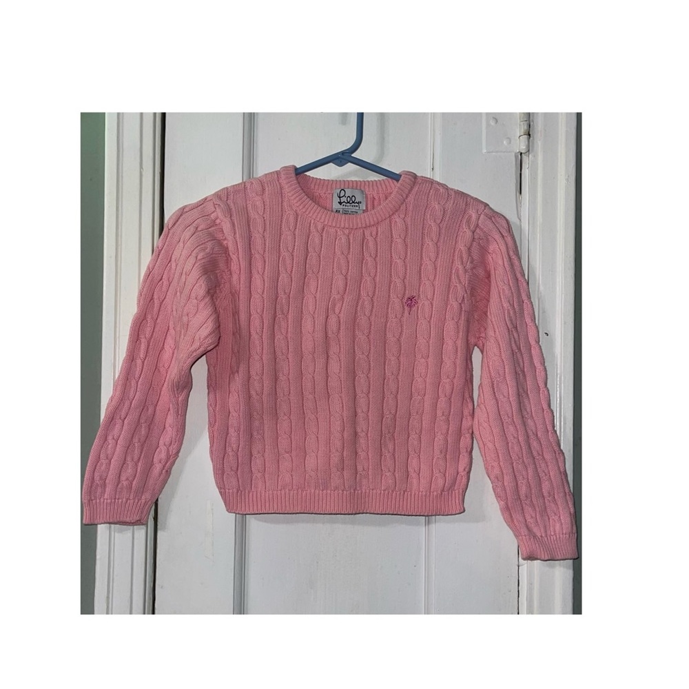 EUC Lilly Pulitzer Pink Cable Knit Kids Sweater